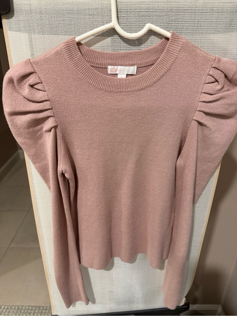 GB girls Puff-Sleeve Knit Top - Dusty Pink